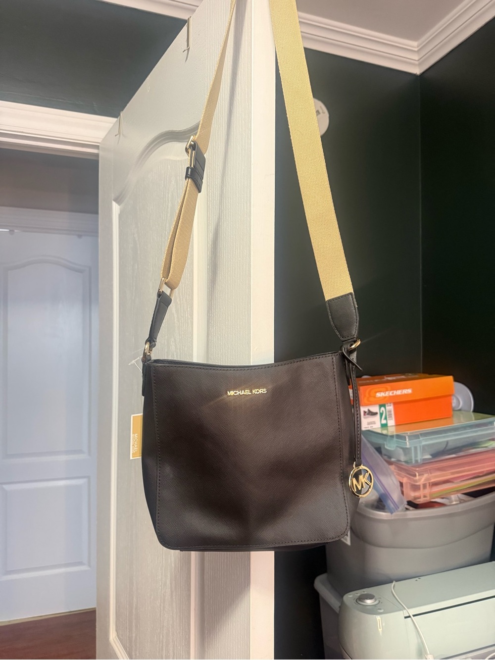 Michael Kors  Black Crossbody Bag with Contrast Strap